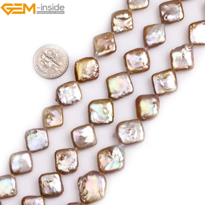 Gem-inside Natural Square Rhombus Shape Nuclear Luste Edison Pearls Beads for Jewelry Making 15inches DIY | Украшения и