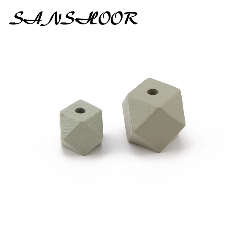 ArmyGreen 19 SANSHOOR, персонализированные шестиугольные радужные деревянные бусины, геометрическое дерево, ремесло для Diy, брелки для ключей, Женские Ювелирные изделия, Микс 15 мм 20 мм 40 шт - Цвет: ArmyGreen 19