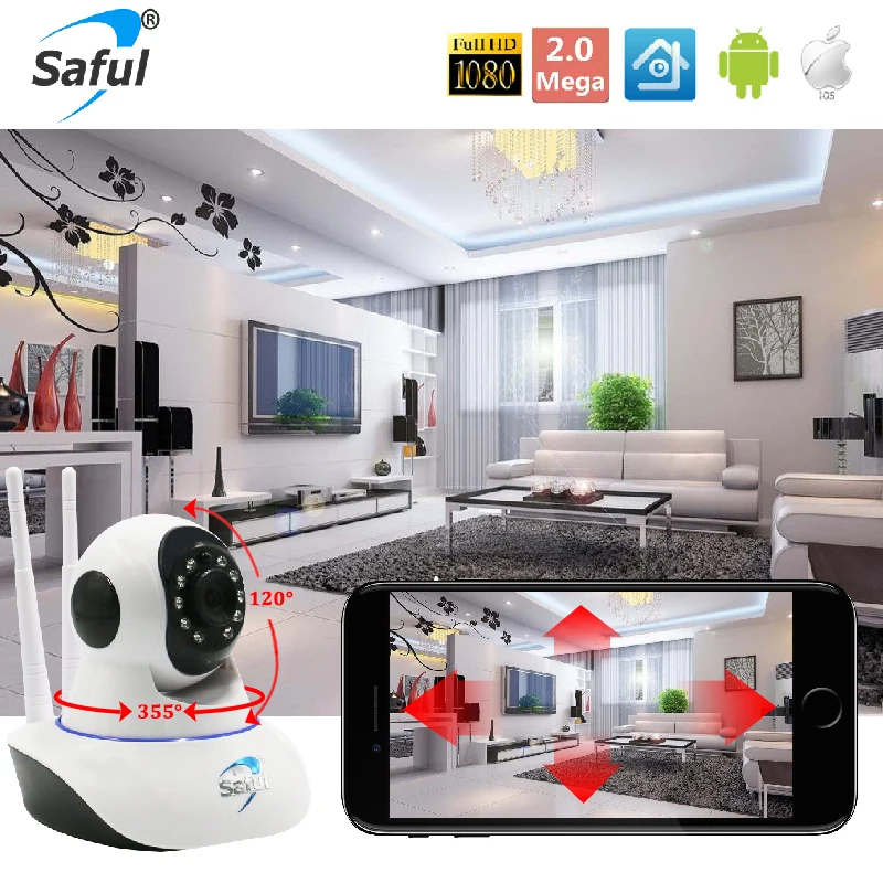 HD 1080 P IP Камера WI-FI наблюдения 2MP ИК-работа с тревогой датчик обнаружения движения