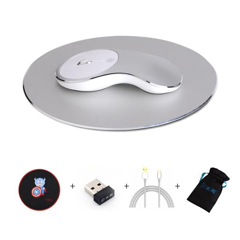 sliver set 1600 dpi USB оптическая беспроводная компьютерная заряжаемая мышь 2,4G приемник тонкая мышь Бесшумная клавиша для ПК бизнес домашняя мышь для ноутбука - Цвет: sliver set