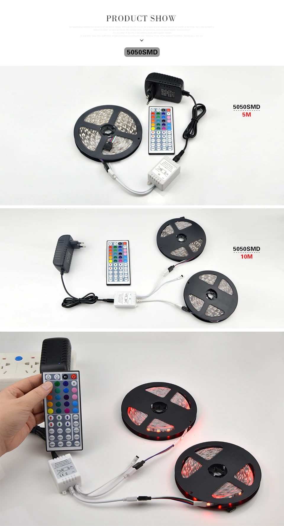 Гибкая RGB Светодиодные ленты свет SMD 5050 2835 10 M 5 M светодио дный света RGB светодио дный s Лента диод ленты контроллер DC12V адаптер Набор украшения