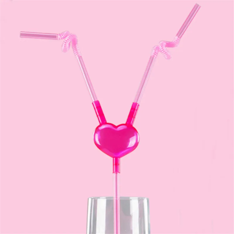 1 лот DIY Love Heart питьевой Пластик соломы для День святого Валентина сердце двух