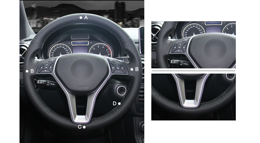 MEWANT черный из натуральной кожи черная замша крышка рулевого колеса для Mercedes-Benz A-Class 2013- B-Class 2011- CLA