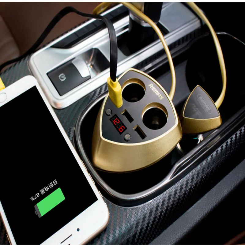 Remax 3USB Smart Car Cup Charger Cigarette Lighter Voltage Display Plug Socket Splitter For Iphone xiaomi | Мобильные телефоны и