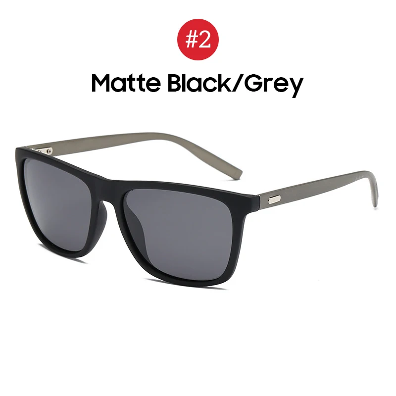 2 Matte Black Grey VIVIBEE, квадратные солнцезащитные очки, поляризационные, для мужчин,, трендовый дизайн, UVA, UVB, защита от солнца, очки для женщин, водителя, поляризационные оттенки - Цвет линз: 2 Matte Black Grey