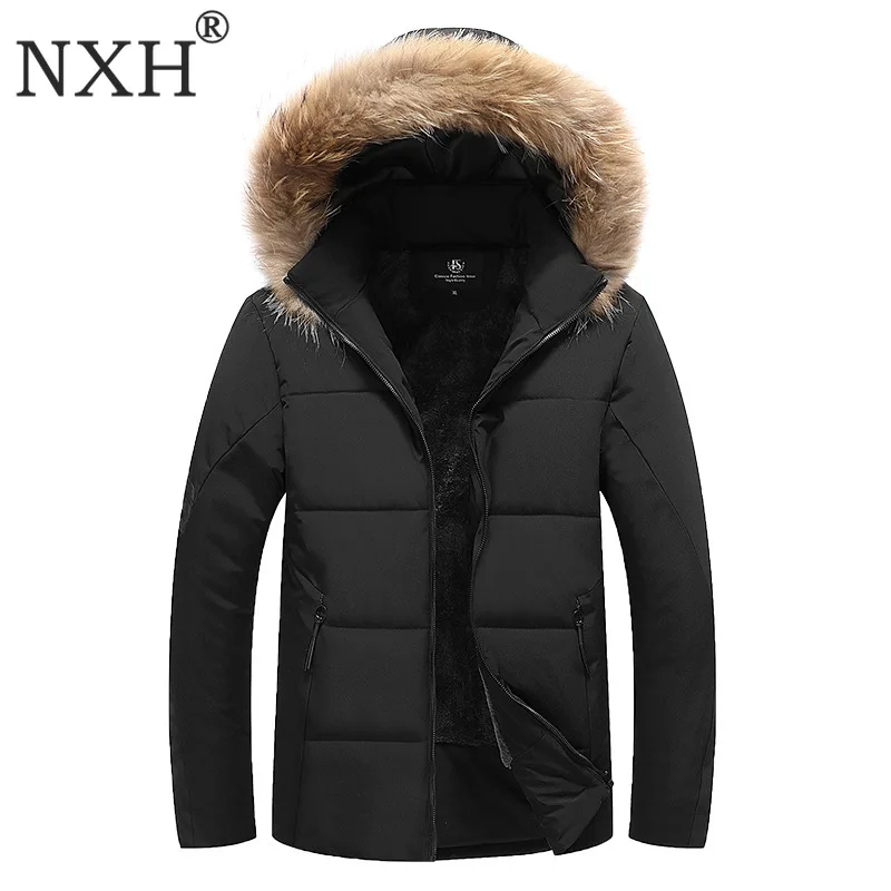 Мужское зимнее меховое пальто NXH теплая парка большого размера 9XL с подкладкой на