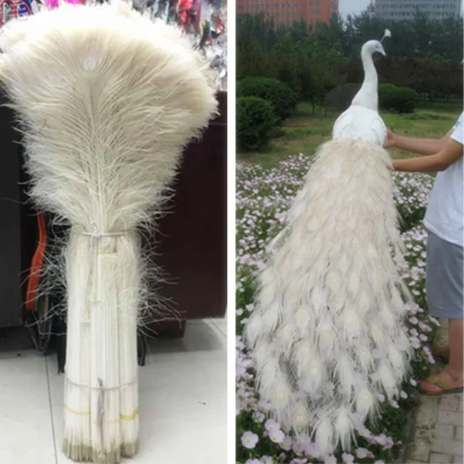 

Wholesale 50pcs beautiful white peacock feather eye 70-80 cm / 28-32 inch decorative celebration stage performance diy