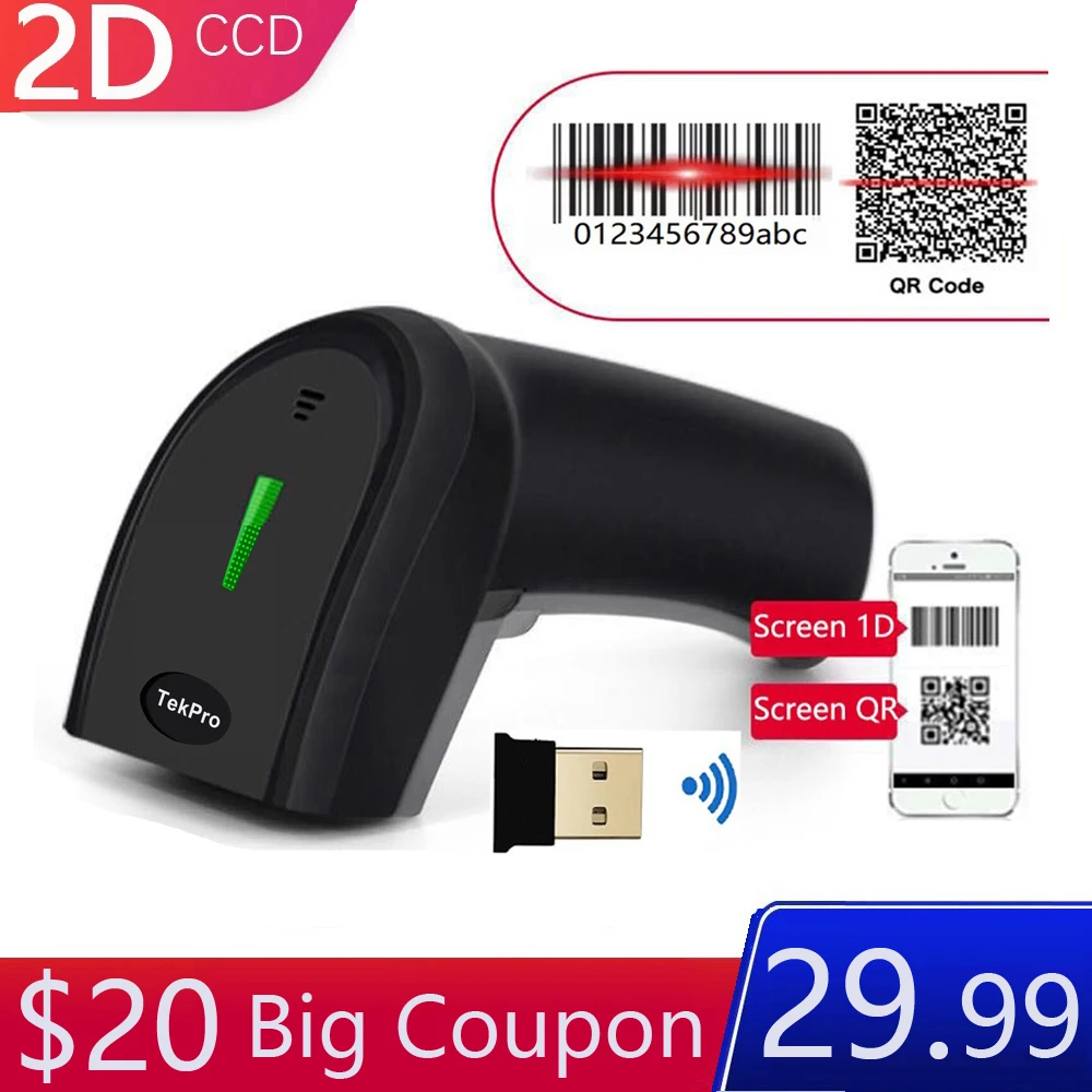 Беспроводной считыватель штрих кодов TekPro QR 1D 2D сканер для мобильных