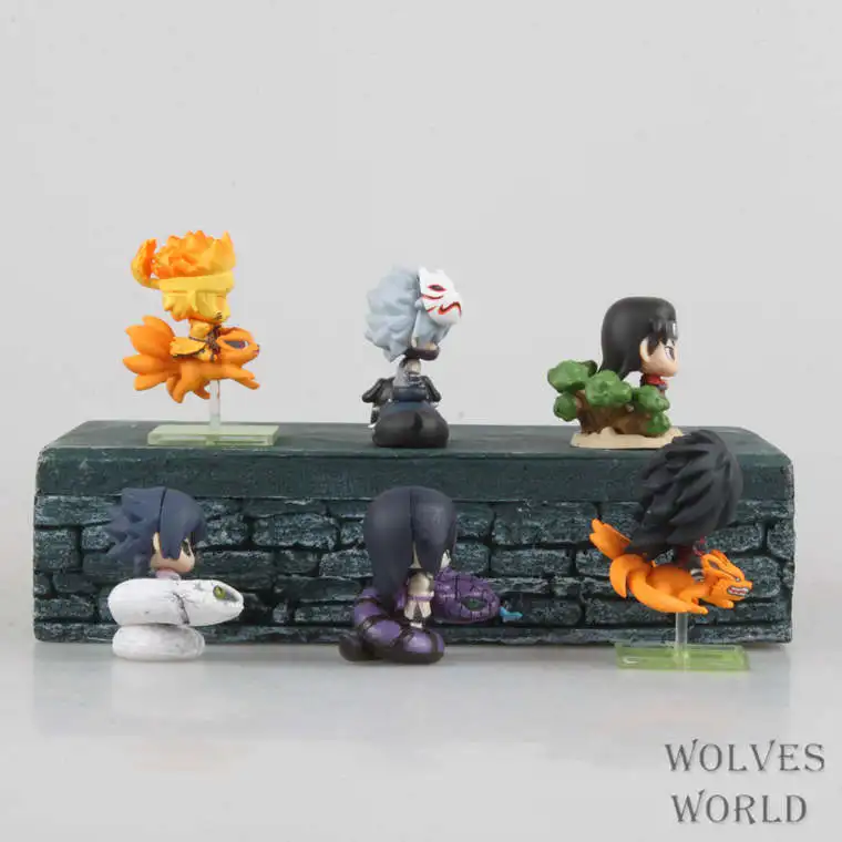 HKXZM Anime Naruto Q Version 6PCS/SET Uzumaki Uchiha Sasuke Hatake Kakashi Orochimaru PVC Figure Toys Collectibles Model | Игрушки и
