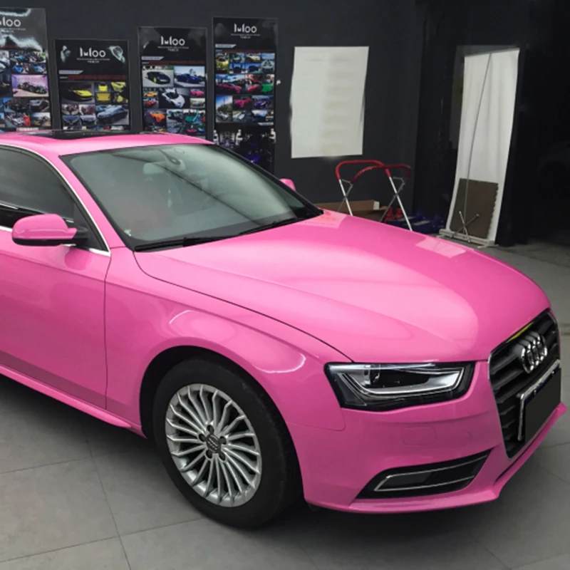 Суперглянцевая пленка TSAUTOP 1 52x18 м с пузырьками воздуха розовая автомобильная