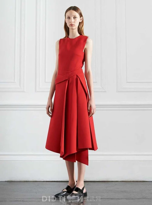 Женское асимметричное офисное платье макси однотонное черное/красное без