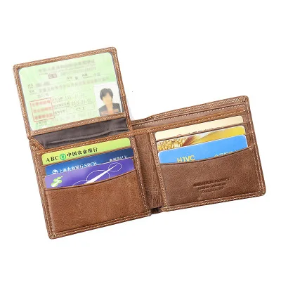 Brown2 Коровья кожа бренд мужской кошелек модный двойной шов дизайн Двойные кошельки для мужчин Высококачественная кожа Walet - Цвет: Brown2