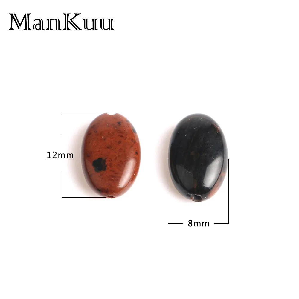 ManKuu 8*12mm Oval/Barrel Red Pine Stone Beads Black&ampRed Natural For Jewelry Making 20pcs/Lot Wholesale Bead | Украшения и