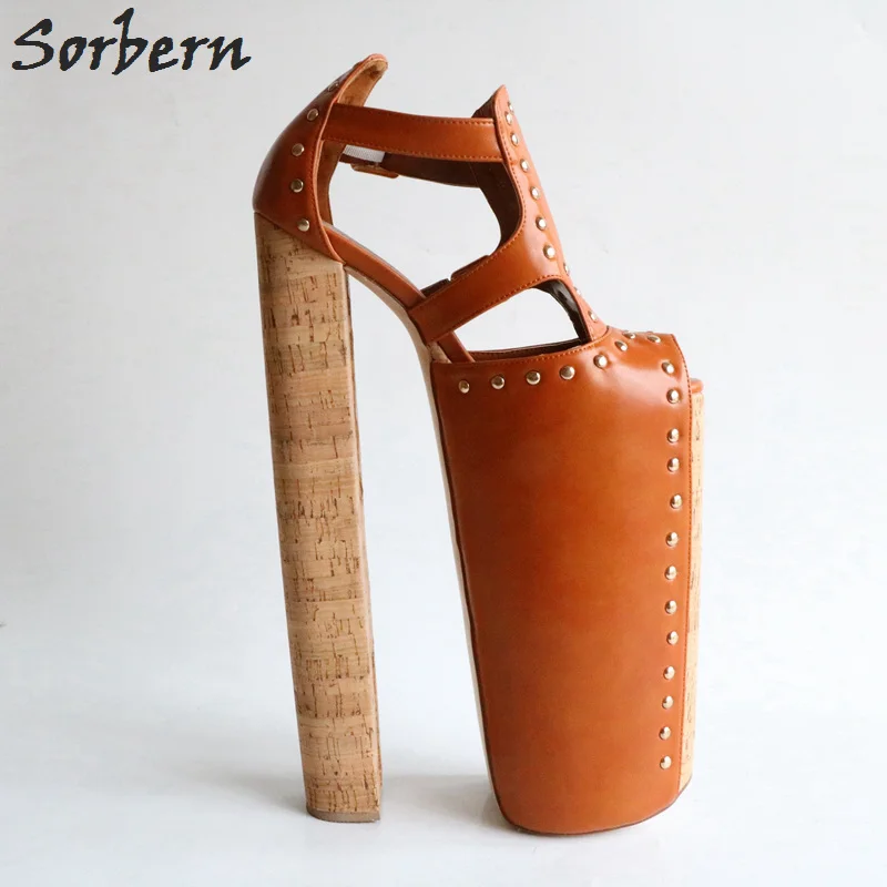 Sorbern/коричневые туфли лодочки на массивном высоком каблуке более 30 см женские с