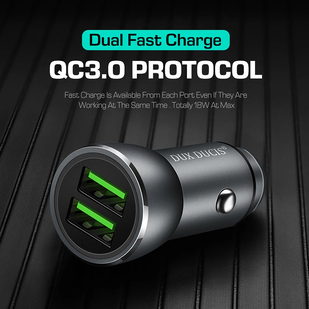 DUX DUCIS 36 Вт автомобильное зарядное устройство с двумя USB для iPhone Samsung Xiaomi быстрая