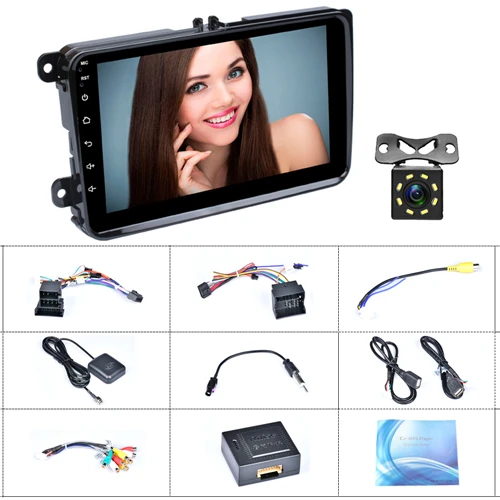 Склад ЕС Podofo " 2din автомобиль Android радио GPS Navi авторадио USB плеер для VW EOS Golf 5 6 Touran Caddy Jetta Tiguan Canbus - Цвет: With 8 IR Camera