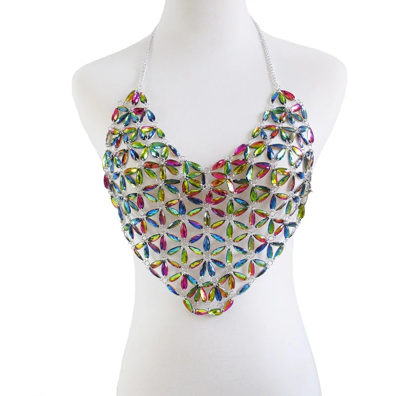 Color Wrap chest Бохо цепочки для тела со стразами бюстгальтер пляжная цепь на тело мода жгут Шарм тела аксессуары ювелирные изделия для женщин и девушек - Окраска металла: Color Wrap chest