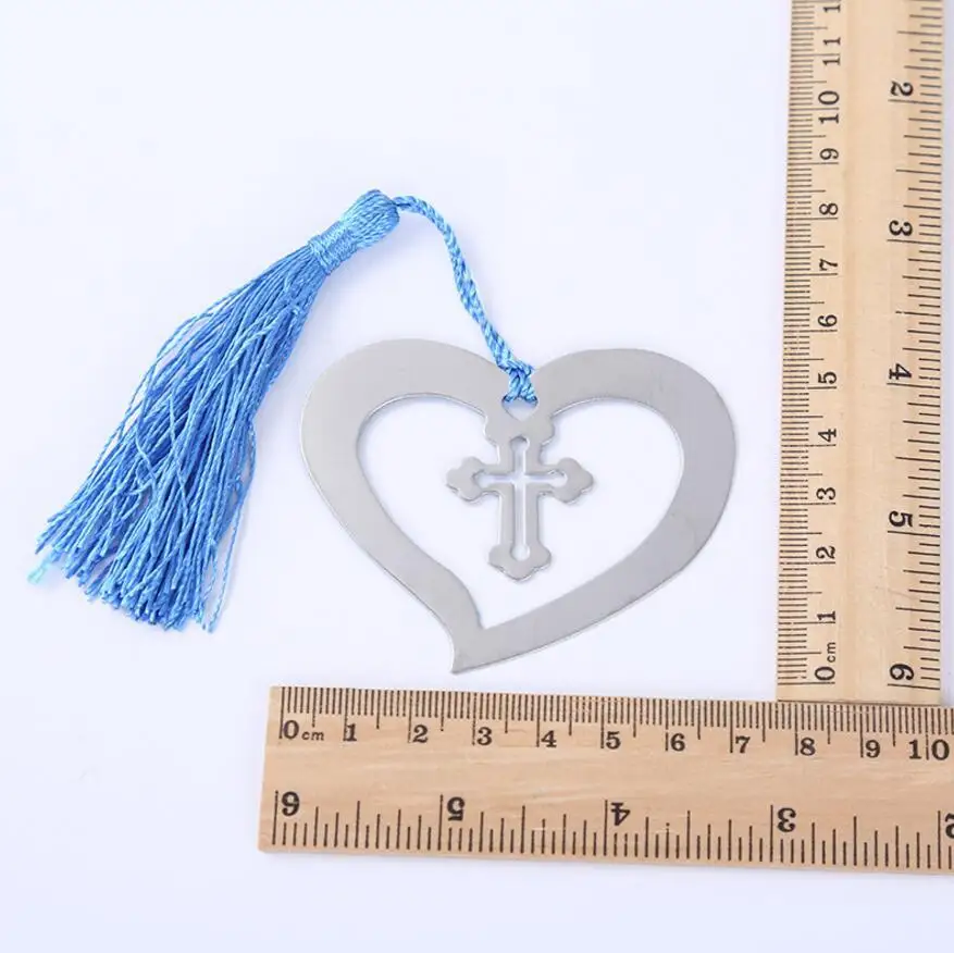 

20pcs Special Stainless Steel Heart cross Bookmark For Wedding Baby Shower Party Birthday Favor Gift
