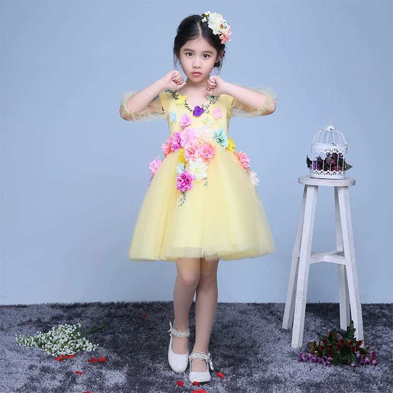 Сладкий для выпускного бала Свадебные Платье в цветочек девочек Мода 2017 г. милые