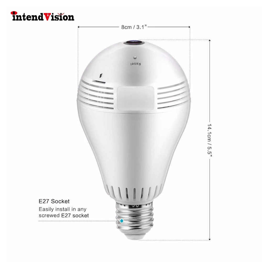 Intendvision 960P P2P ONVIF лампочка мини камера 360 градусов панорамная двухсторонняя аудио