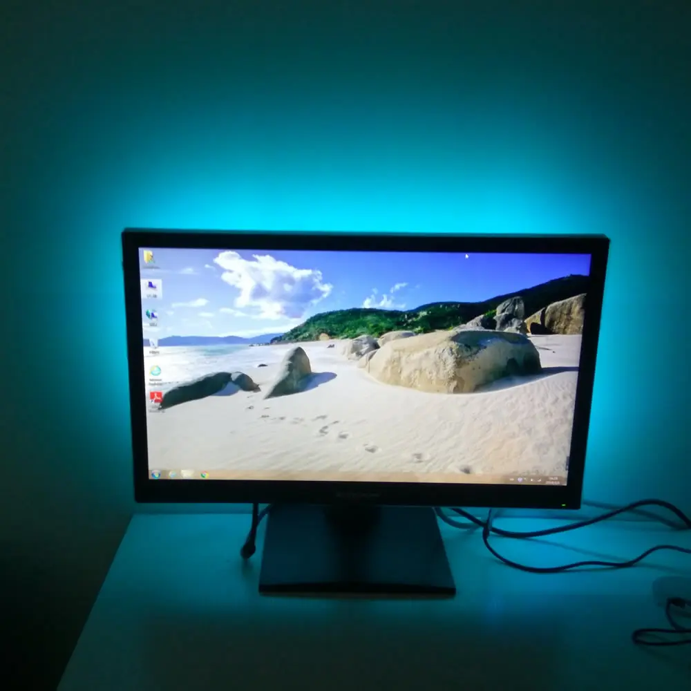 5 в USB кабель светодиодный свет настроения для ТВ ПК МОНИТОР 6 футов 60 светодиодов