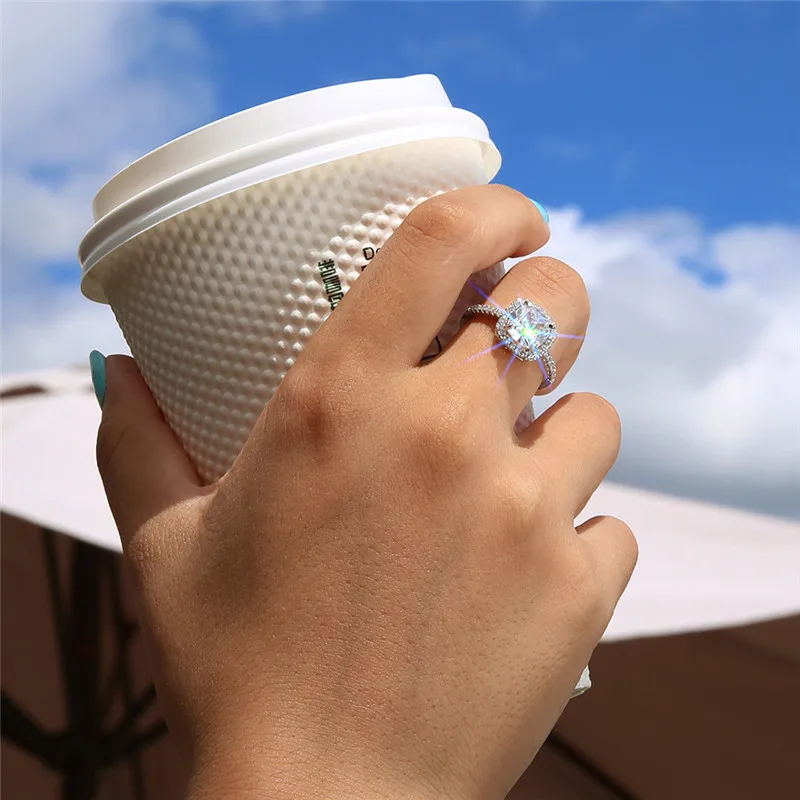 2018 New Women's Fashion Meteorite Rings Shining Crystal Ring Engagement Jewelry Romantic Gift for Women Size 7 8 | Украшения и