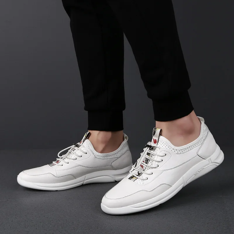 

2012 New Fashion Men's Vulcanize Shoes Casual Genuine Leather Male Classic White Black Shoe Man Nice Flat Shoes For Men Sneakers