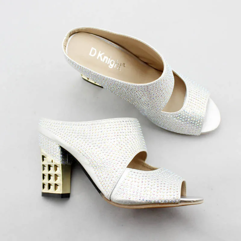 

New Luxurious Rhinestone High Heels Women's Slippers Fashion Sequined Cloth Slides Ladies Casual Summer Shoes Women's Sandals