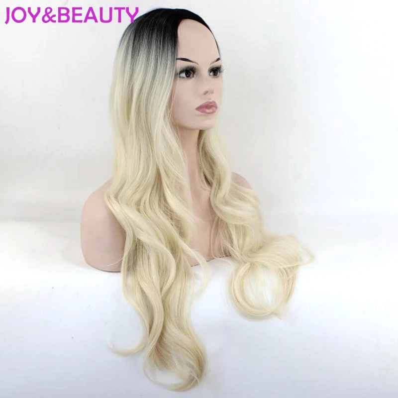 JOY& BEAUTY Ombre черный золотой длинные волнистые парик термостойкие синтетические волосы 70 см для женщин Косплей парики