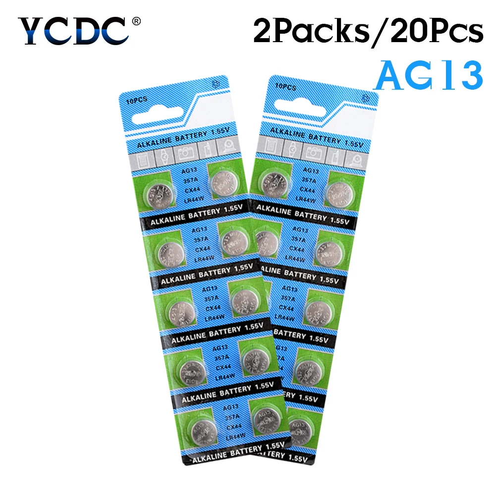 YCDC 20x LR44 A76 AG13 щелочная монетная Cell S76 S76E SB-A9 SG13 SP303 SR1154 SR44 SR44SW SR44W SR47 V13GA V303 V357 Button Pila |