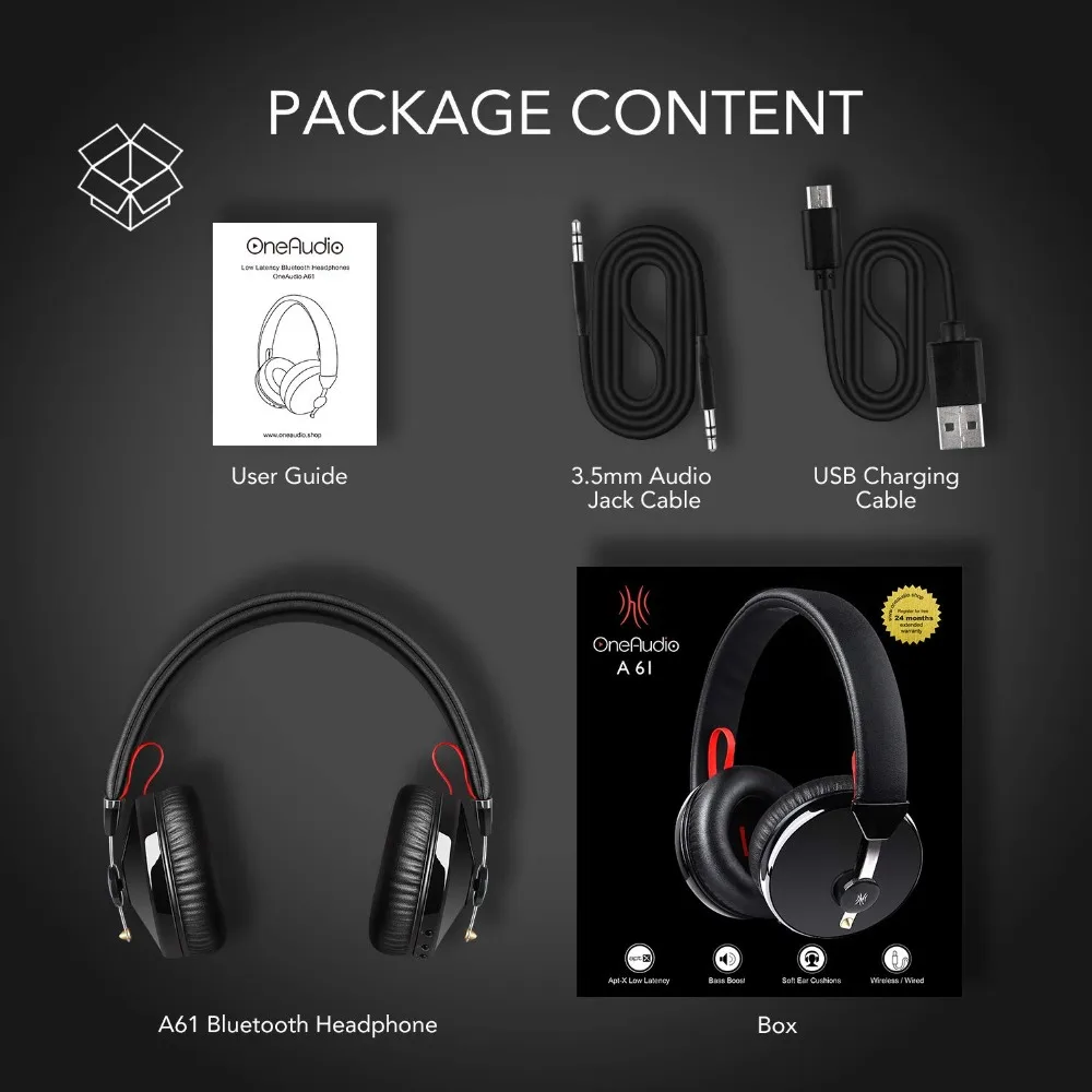 OneAudio Bluetooth наушники APTX с низкой задержкой 40 мм гарнитура с микрофоном супер бас 20 часов воспроизведения для Xiaomi и т. д