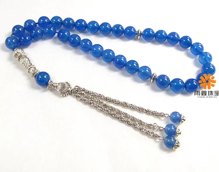

Natural Blue Stone bead Islamic musilm 33 prayer beads tashih Rosary beads MIsbaha For thanks giving day Halloween Holiday gift