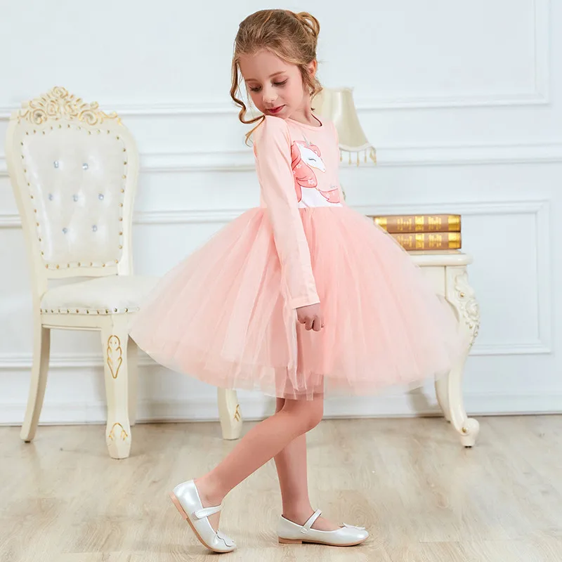 Festive Dresses for Girls Fancy Dress Unicorn Party Bithday Costume Cotton Long Sleeve Kids vestido unicornio 2019 Easter | Детская