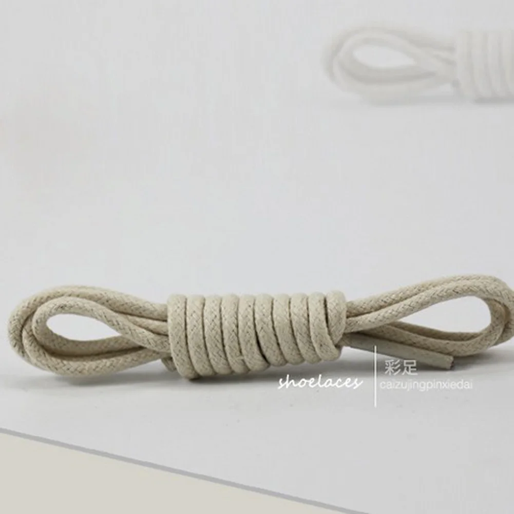 Beige Круглые Шнурки Вощеные Цветные шнурки для кожаной обуви шнурки с круглыми шнурками Ботинки martin спортивная обувь веревки 8 цветов - Color: Beige