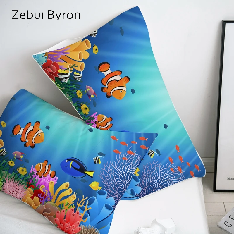 3D мультфильм Подушка Чехол на заказ/50x7 0/50x7 5/50x80. Декоративная наволочка океан