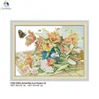 Набор для вышивания крестиком Joy Sunday, бабочки, цветы, Набор для вышивки крестиком
