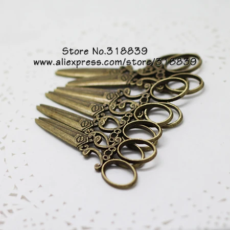 Античная Бронза Металлические большие ножницы подвески для самостоятельного