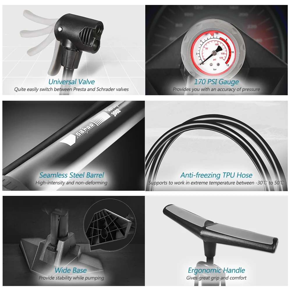 Велосипедный Напольный Воздушный насос SAHOO с манометром 170 фунтов на квадратный
