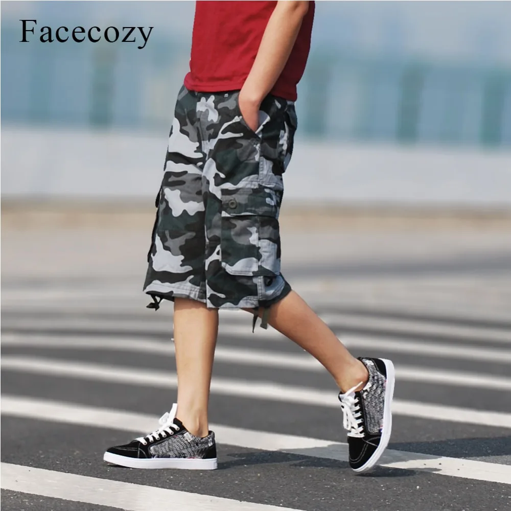 Мужские камуфляжные тактические шорты Facecozy свободные с несколькими карманами