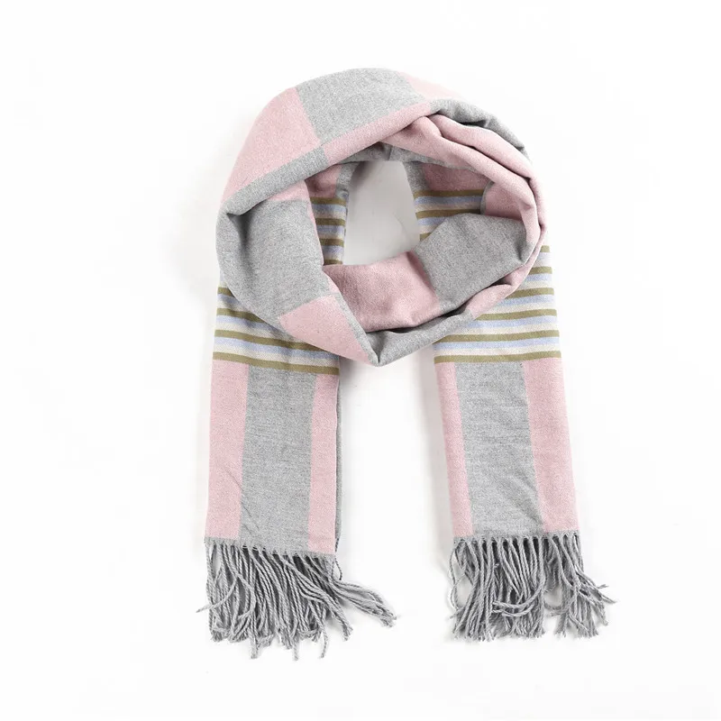 

Winter Autumn Women Scarf Striped Patchwork Scarves Warm Pashmina Warm Warp Female Tassel Shawl Warps Foulard 180 * 65 CM