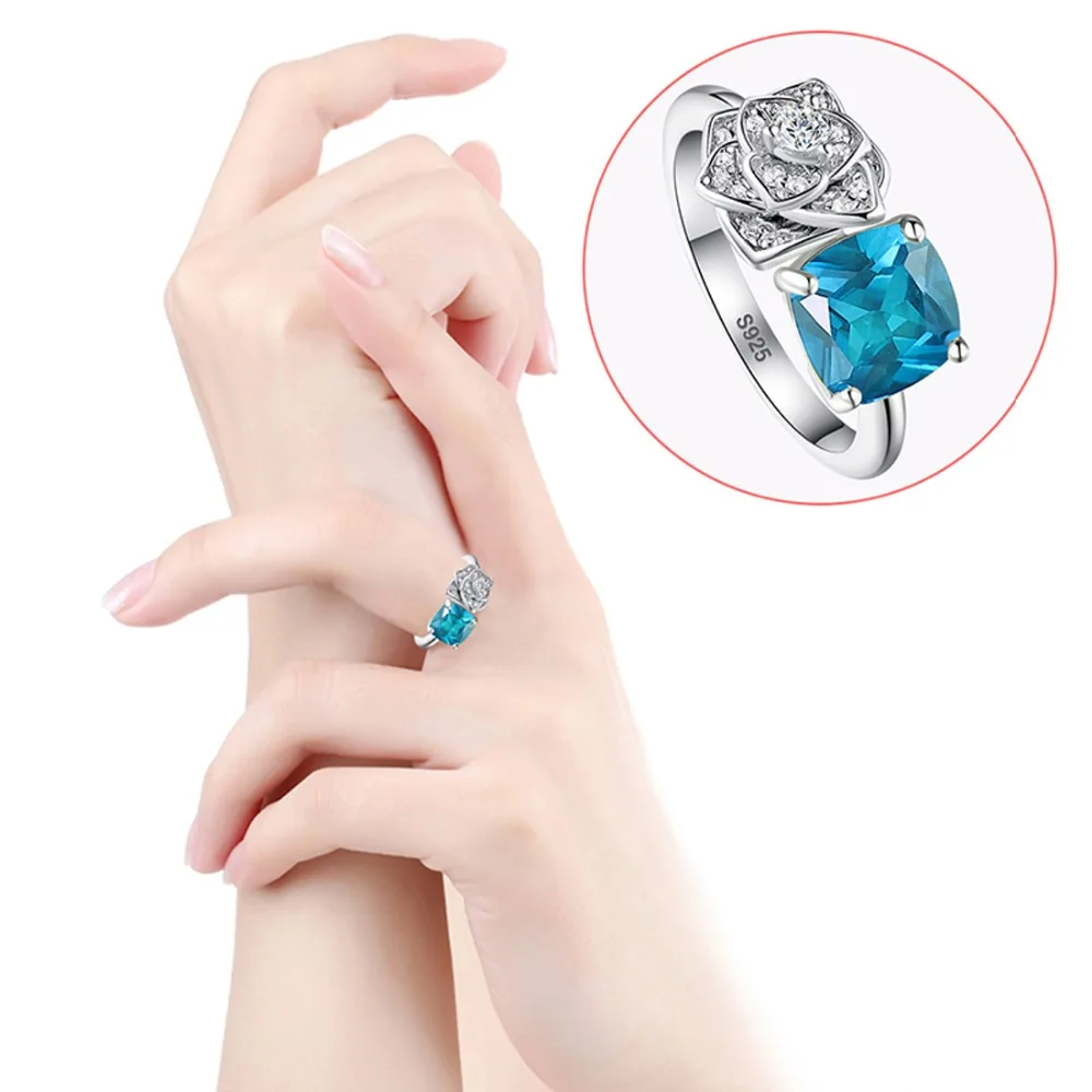 Женское Винтажное кольцо Jrose Flower 2.5ct Red AAA CZ коктейльное из настоящего чистого