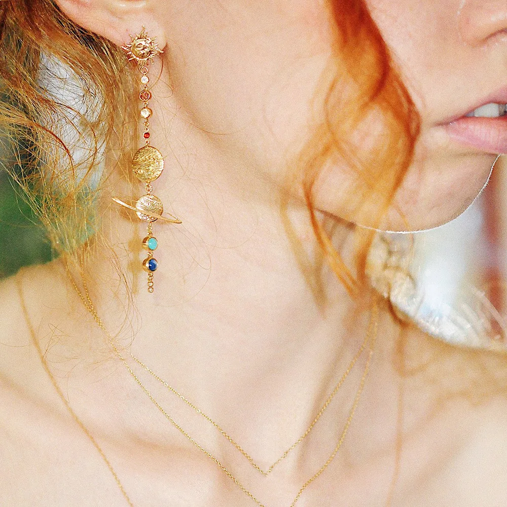 Miss JQ Boho женские серьги солнечная система серьги Планета Мода цветные звезды полосы Дизайн уха ювелирные изделия личность