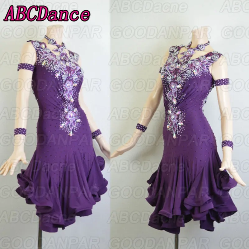 

latin dance dress women purple custom handmade latin dance dress,Cha Cha Rumba Samba Tango dance dress