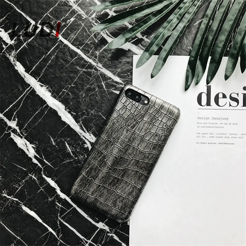 Чехол LUDI из крокодиловой кожи с зелеными и серыми блестками для iPhone X/8/7/8plus/xs/xr max