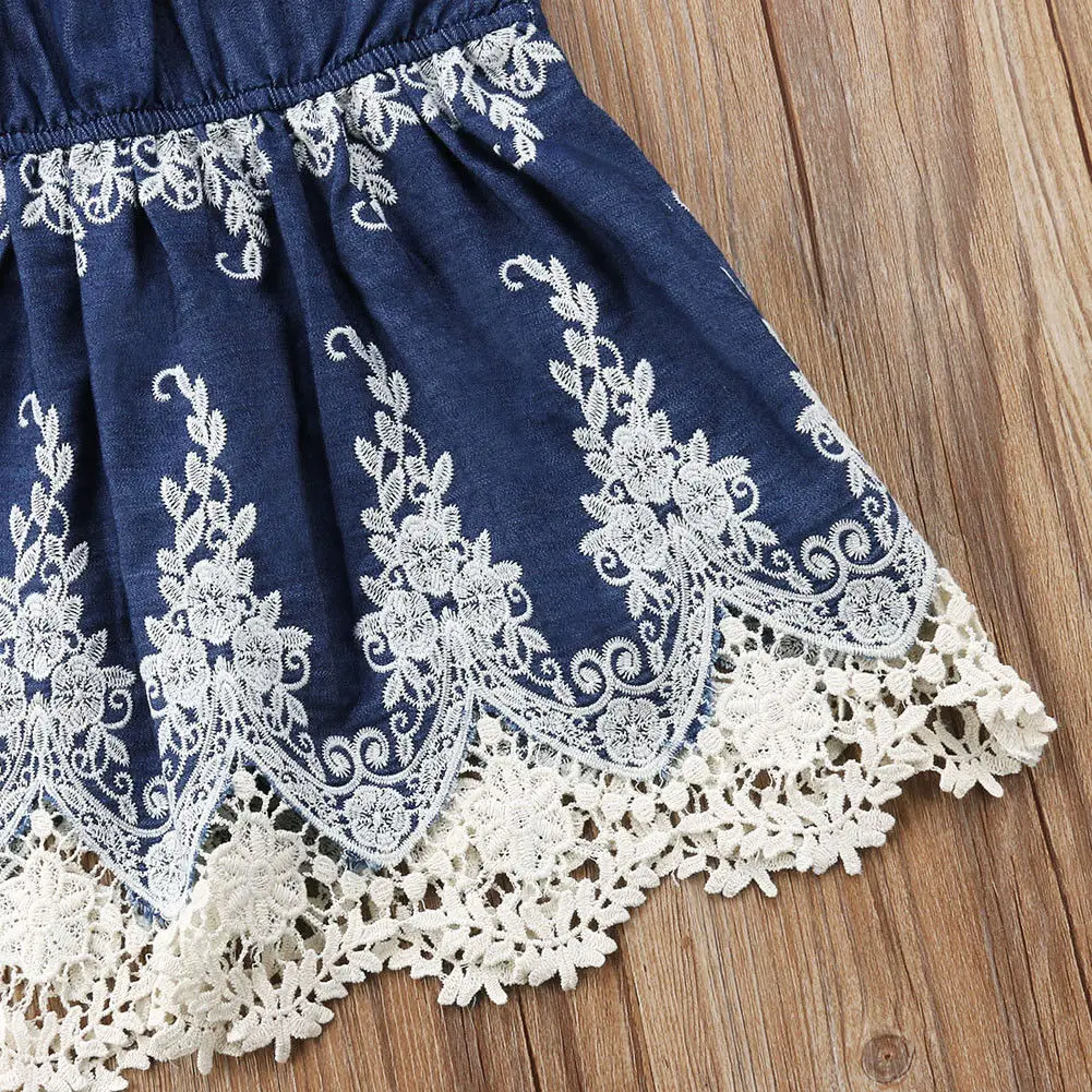 2018 г. лидер продаж Детский комбинезон с открытыми плечами вышивка кружевной