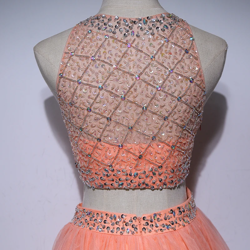 Короткие платья для выпускного вечера из двух частей 2017 с кристаллами бисером