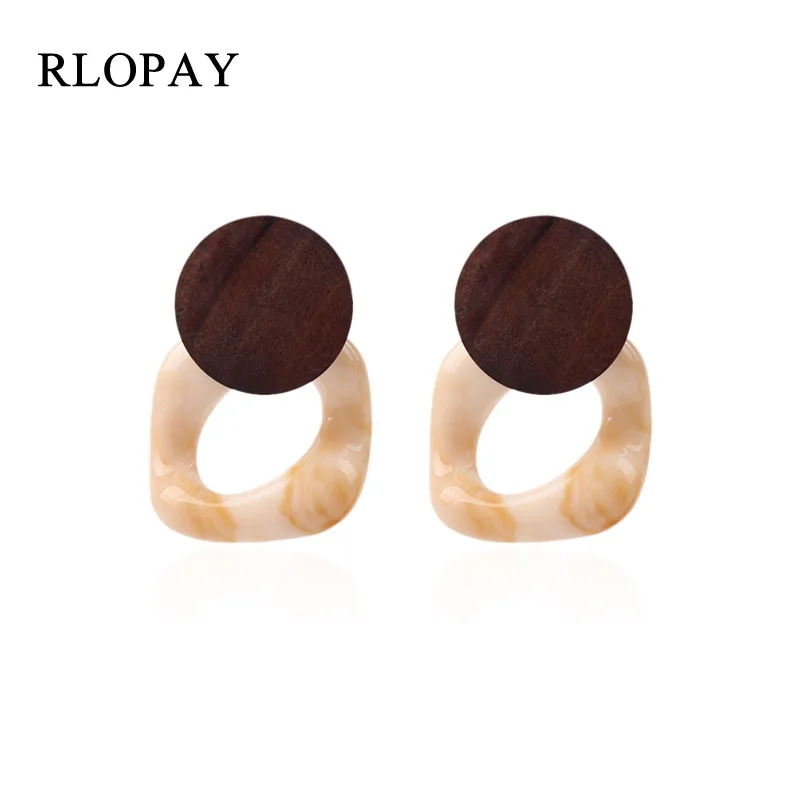 RLOPAY женские модные деревянные акриловые серьги из сплава элегантные леопардовые