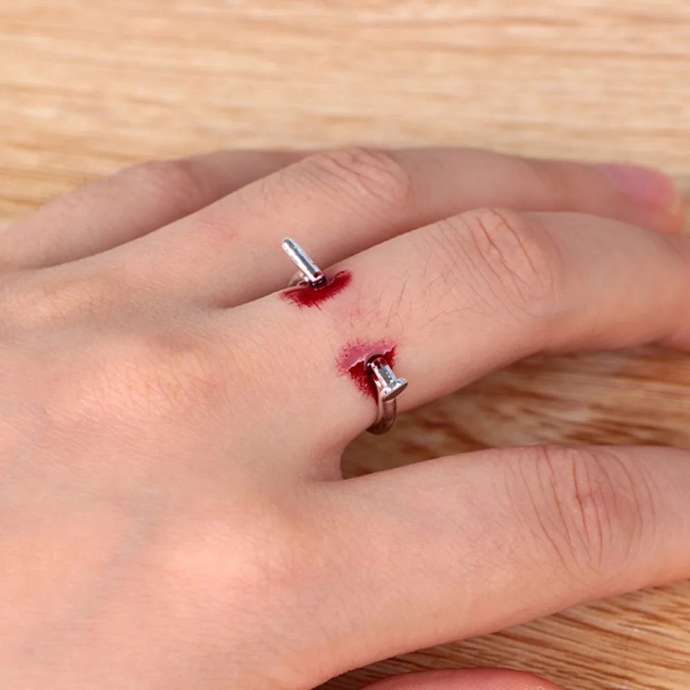 Halloween Statement Open Rings Scare Puncture Nail Ring Men Women Special Jewelry Gift for Friends #280506 | Украшения и