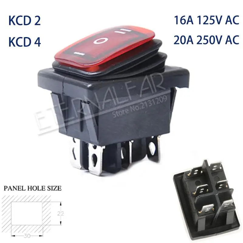 KCD1 KCD2 KCD4 KCD6 On Off 10A 16A 20A 125V 250V AC сверхмощный DPST герметичный водонепроницаемый авто лодка морской тумблер кулисный переключатель с