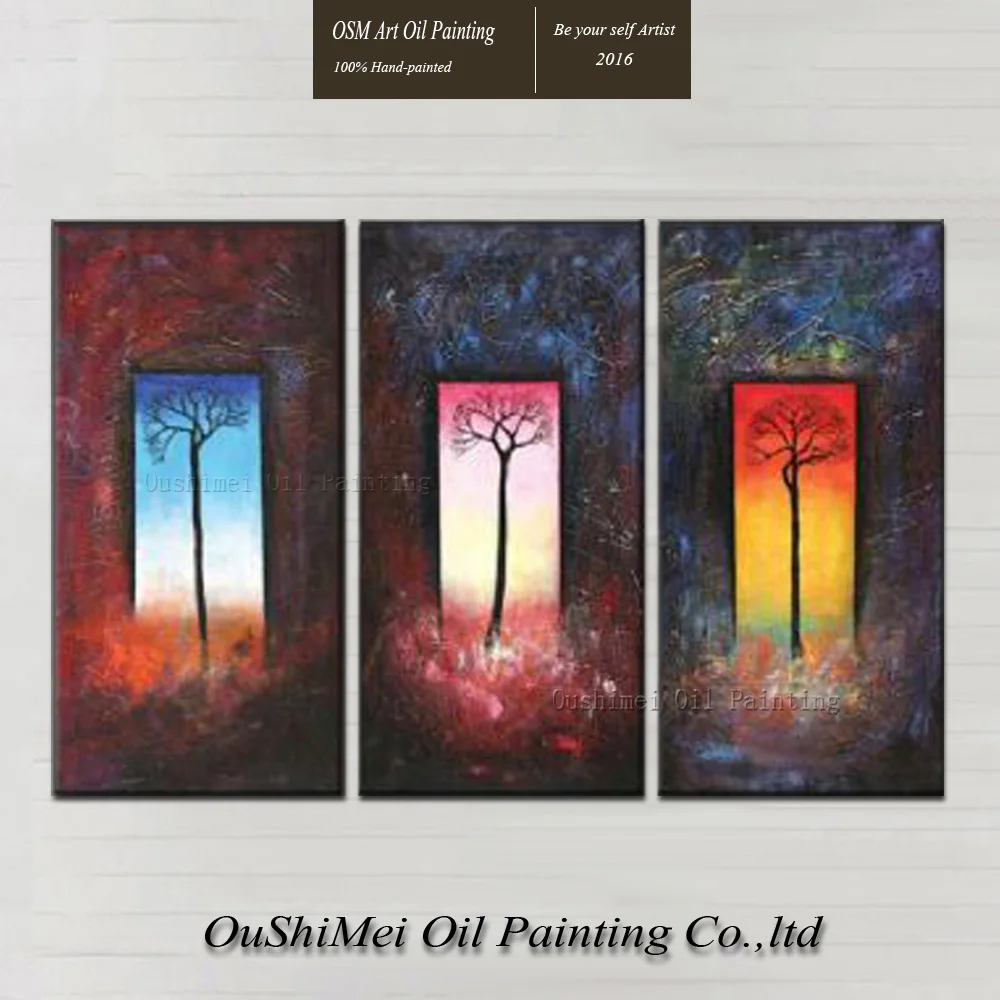Professional Artist Handmade High Quality Abstract Three Panels Tree Oil Painting on Canvas Art | Дом и сад